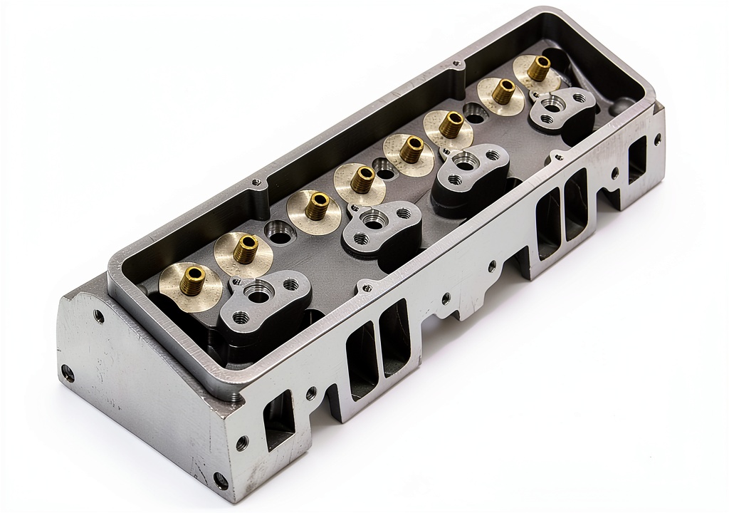 Flotek aluminum cylinder head installed in a small block Chevy engine