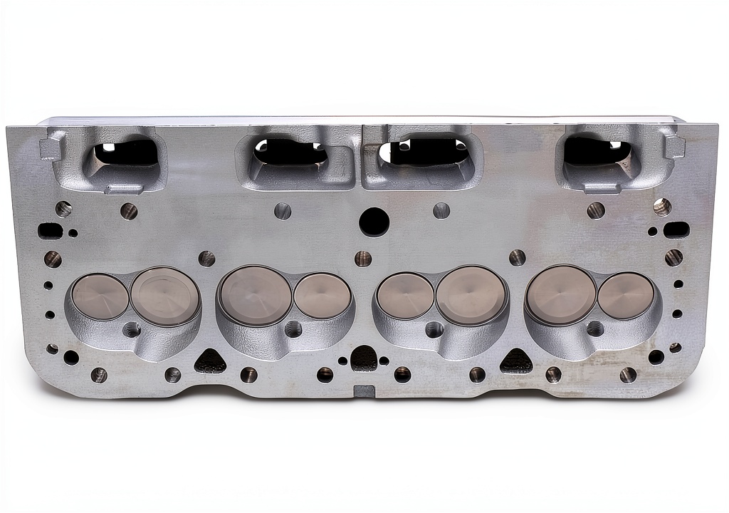 Edelbrock 60859 cylinder head installed on a V8 engine