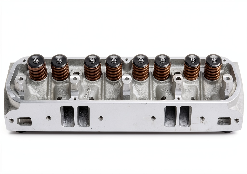 Edelbrock 60179 cylinder head installed in a V8 engine
