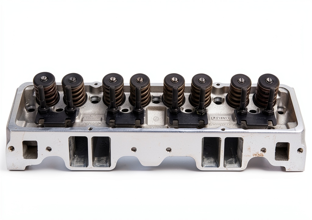 Edelbrock 60739 cylinder head installed in a V8 engine