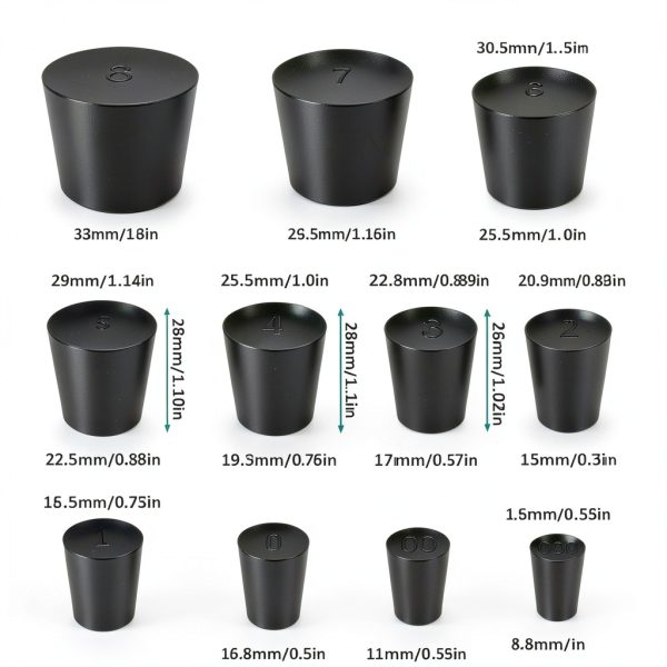 XVTHOAKU 30Pcs Solid Rubber Stoppers #000 #8 Sizes Lab Use-1