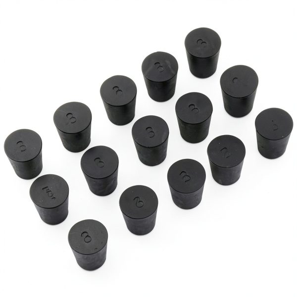 Rubber Stoppers 15-Pack Solid Black Lab Plug Enjoyist #3 23mm-0
