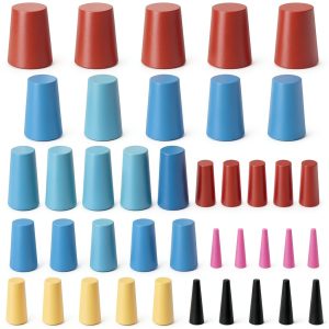 40PCS Silicone Rubber Stoppers, 8 Sizes High Temp Silicone Rubber Protective Tapered Plug Assortment Kit,Masking System Kit Perfect for Powder Coating, Painting, Anodizing, Plating & Media Blasting-0