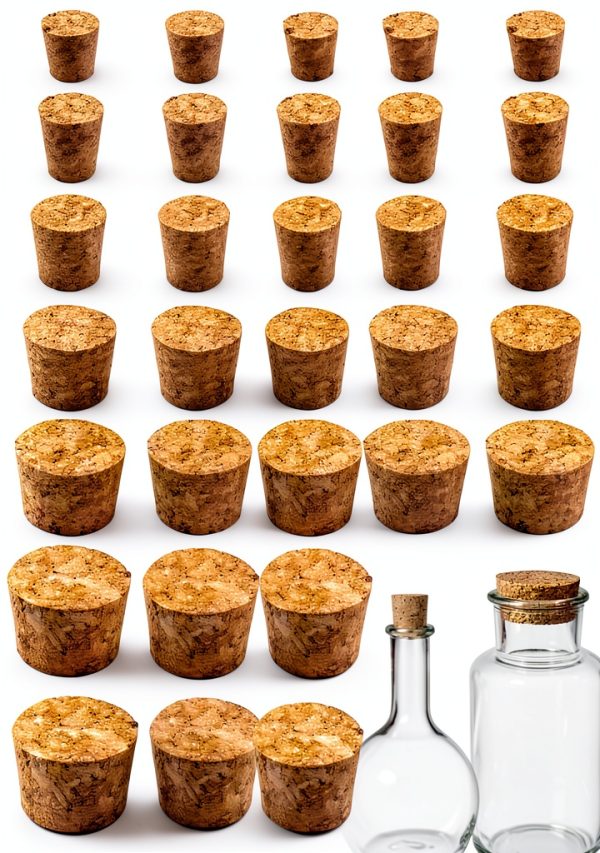 Natural Cork Stoppers 30Pcs Clofiak Lab Corks Assorted Sizes Airtight-0