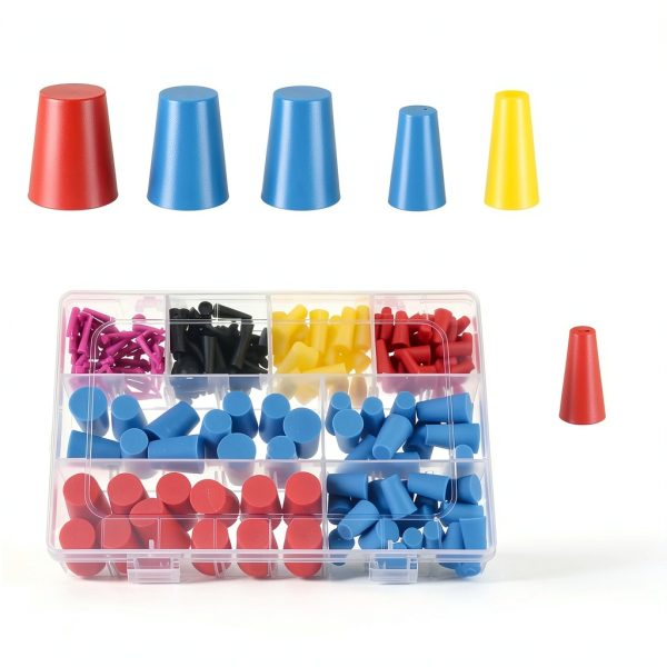 250Pcs Rubber Plugs Kit 8 Sized Tapered Rubber Stoppers Plugs for Holes Assorted Sizes, 1/32" to 1" High Temp Silicone Stoppers for Coating, Hole, Painting Protection, Sealing Holes-1